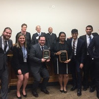 The Jessup International Moot Court team celebrates after a successful run at Regionals.