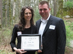 The 2009 Andrea Swanner Redding Outstanding Mentor Award recipient, Alex West '99, and her mentee, Patrick Foran '09.
