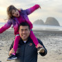Jimmy Chau at the Oregon Coast with his daughter.