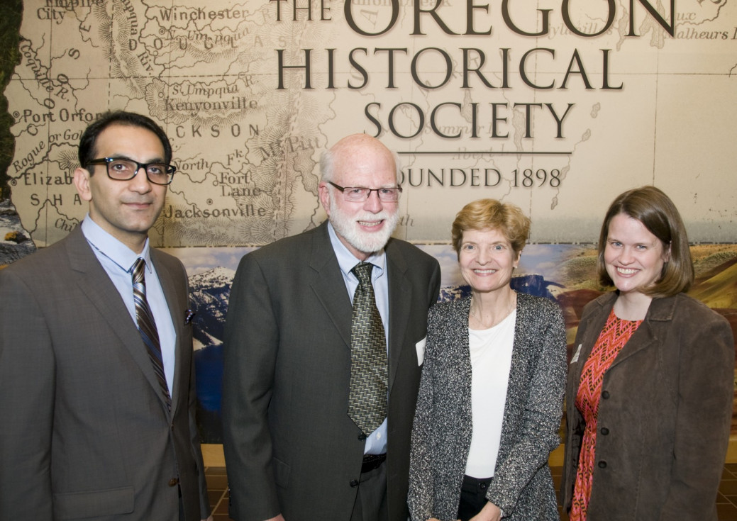 Reza Alavi '15, Tom Harpole and his wife, Dr. Mary Moffit, Racheal Baker