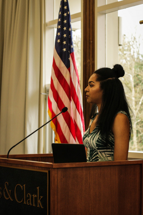 Ambrea Crawford '17 served on the Banquet Planning Committee and presented the Senior Reflection Video.