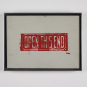 Andy Warhol  Open This End  1962  Acrylic on canvas  8 x 11 inches  The Museum of Contemporary Art, Los Angeles, partial and promised gif...
