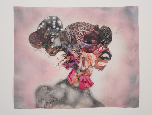 Wangechi Mutu Pretty Double-Headed 2010 Ink, collage, and spray paint on Mylar 34 x 41 ¾ inches Collection of Blake Byrne