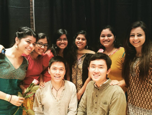 Students from the South Asian dance after their performance at the 51st International Fair.