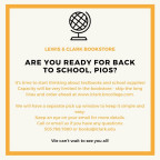 Are you ready for back to school, Pios?  It's time to start thinking about textbooks and school supplies! Capacity will be very limited i...