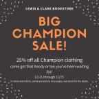 25% off all Champion clothing in store and online, Nov. 11 - Nov. 15
