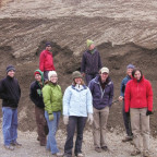 Top: Students in Liz Safran's Spatial Problems in Geology class prepare to study a gravel deposit in Eastern Oregon. Front row: Matthew E...