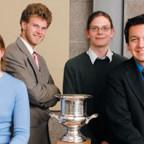 Parliamentary debate champions Meredith Price '07, Paul Bingham '05, Mitch Stromberg '05, and Landon Mascarenaz '05.