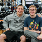 Ryan Lockard BA '07 and Ben, the inspiration behind Specialty Athletic Training. (Mary Rebekah Moore)