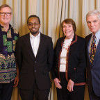 From left: Niels Marquardt BA '75, former Rwandan Peace Corps volunteer, four-time ambassador, and L&C's new diplomat in residen...