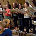 Women's Chorus rehearsal of the Brahms Music for Women's Chorus, Harp, and Two Horns Photo by Robert Reynolds