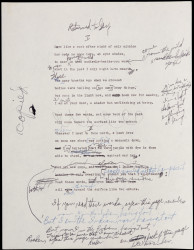 An early draft of Returned to Say, written in April 1956 and published in Traveling through the Dark.