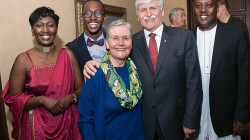Guest Speaker Romeo Dallaire, with a CAS graduate and his family.
