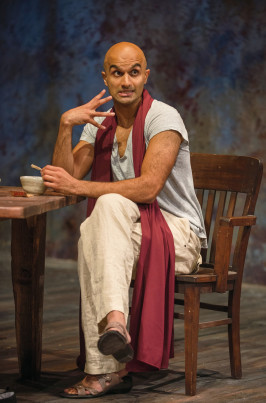 <strong>Let Me Down Easy</strong> at the American Theatre Company. Playing the role of Lauren Hutton (one of 20 characters). Photo: Michael Brosilow