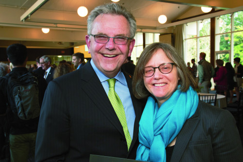 Carl Vance, recipient of the college's Evan T. Williams Sustainability Prize, and his wife, Mariette Martin.