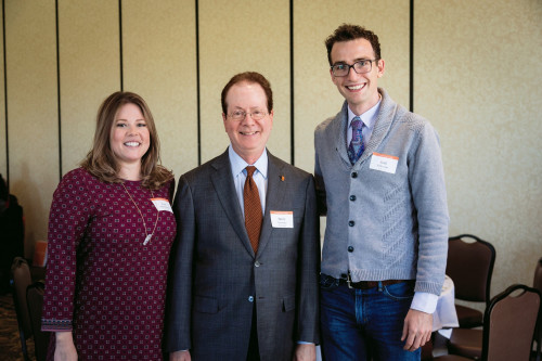 President Barry Glassner (center) with Lisa Whittemore JD '13 and Josh Schroeder JD '13.