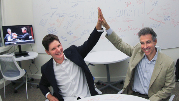 Academic Director Brian Detweiler-Bedell (left) and Managing Director MAK Kaplan in the eLab.
