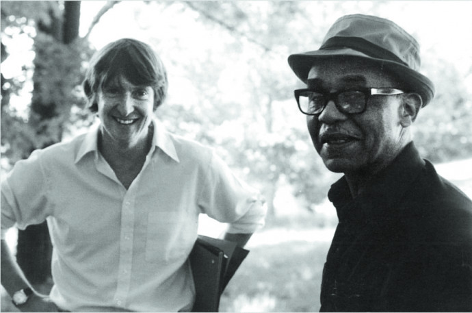 Callahan and Ralph Ellison at the author's summer home in Plainfield, Massachusetts, circa 1985.