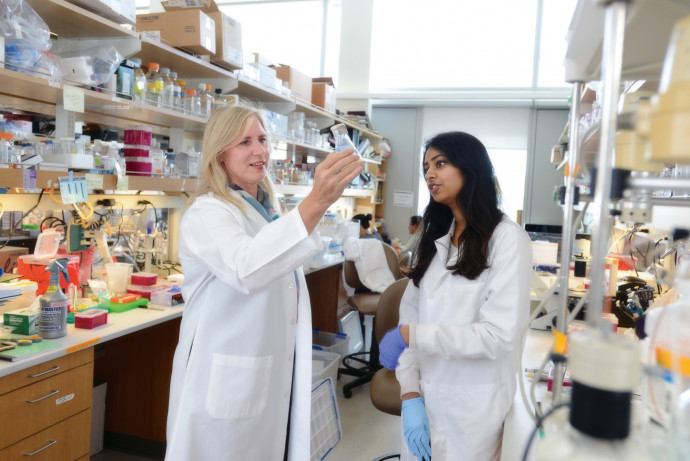 Winzeler's research lab at the University of California at San Diego employs 15 postdoctoral, graduate, and undergraduate researchers. (Credit: Carrie Rosema)