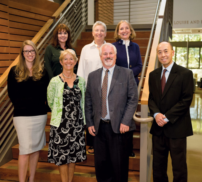 The faculty of the Lawyering Program. Top row, from left: Sandy Patrick, Judith Miller '81, and Anne Villella '98. Bottom row, from left:...