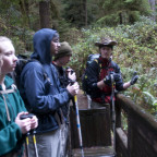 Micah Leinbach '14 talks about stream ecology on a College Outdoors trip. Photo credit: Rye Druzin '13