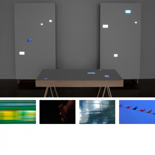 Apophenia (and details from Apophenia) 2010-2011 Installation of 17 videos on four surfaces with sound 8 x 20 x 15 feet