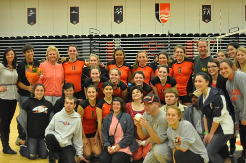 The volleyball team hosted a Special Olympics event during the 2011 season.