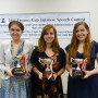 Toyama Cup Japanese Speech Contest winners Lauren McDonald, third year law student, Amanda Cosby '17, and Marina Smith '17.