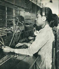 Switchboard operatorDate circa 1952Source Silitonga, G., Soekardi, R., and Tambunan, S. 1952. Ind...