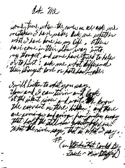 Handwritten page from William Stafford's daily writings