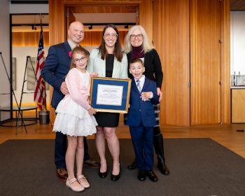Photo of Harpool award recipient and family