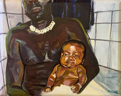 Kikesa Kimbwala DeRobles. You washed me and I was your son, 2020. Acrylic on canvas, 24 x 30 inch...