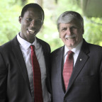 Emmanuel Habimana visits with General Dallaire