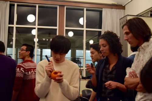 Itsuki with his Community Friends, Carla and Logan. -2015 Pumpkin Carving Party