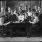 Staff of The Orange Peal (student yearbook), Albany College, 1916.  First row: Annie Chandler, Au...