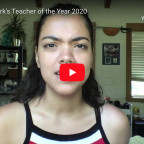 Thumbnail image from YouTube video announcing the 2020 Teacher of the Year award.