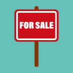 Red and white for sale sign