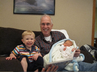 Greg Fredricks, retired math professor, and grandsons