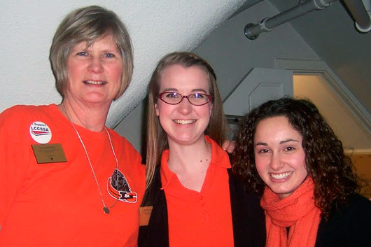 Jill Briney, Caitlin Harper, and Lauren Brown celebrate Spirit Day.