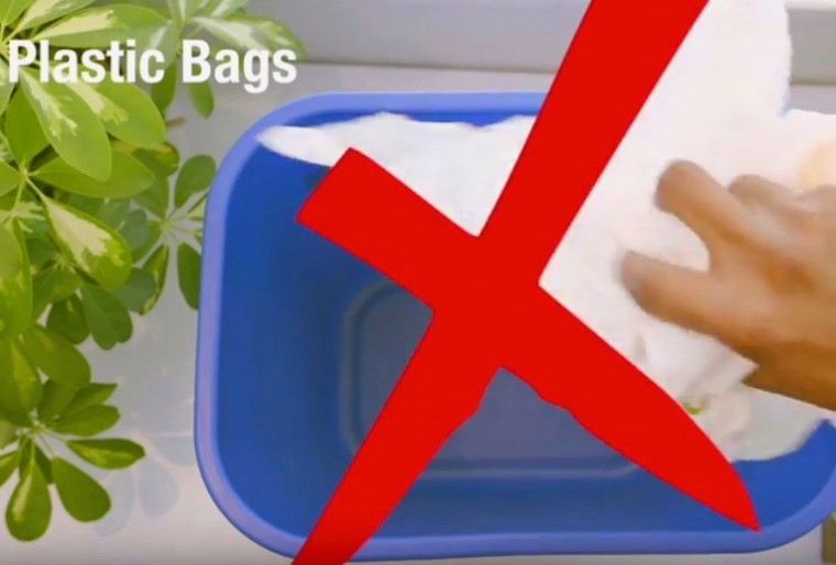Plastic bags should not go in blue bins on campus. Plastic bags are a serious problem for recycling facilities. They get caught in machi...