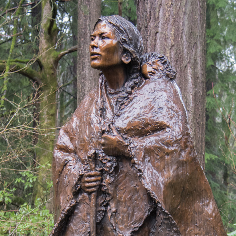 On September 5, 2004, Lewis & Clark dedicated Sacagawea and Jean Baptiste, a 7-foot-tall sculpture created by Glenna Goodacre.