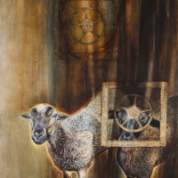 Debra Beers, Brothers. January 15, 2013. Oil and frottage on canvas.  Event Image