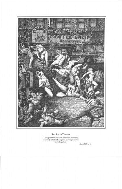 Canto XXIV, 91-93: The Pit of ThievesFrom the series Dante's Inferno, 2002Black and white lithograph15 x 12 inchesCourtesy of Koplin Del ...