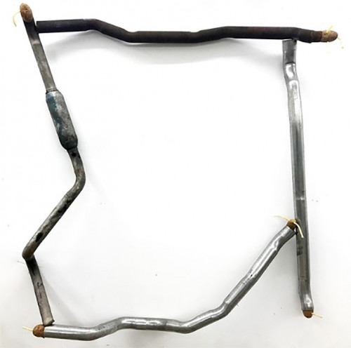 High Street II, 2019, Exhaust pipe, russet potato, French fries, 48 x 64”