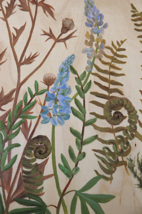 Ellery LloydLupine (detail), 2020Oil and dried lichen on panel