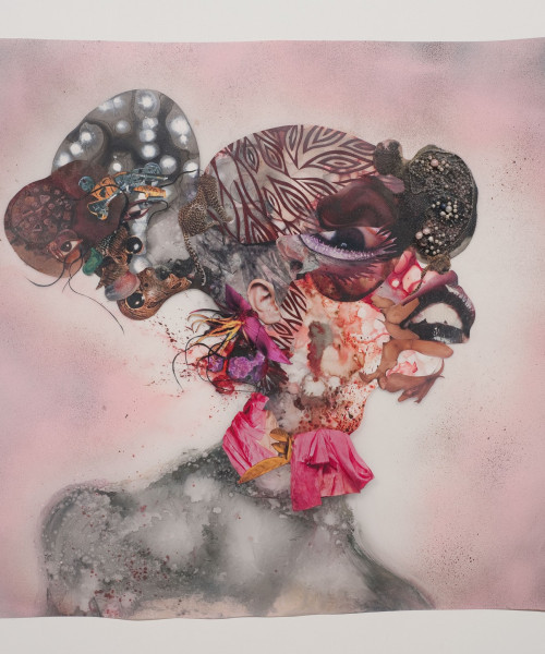 Wangechi Mutu Pretty Double-Headed 2010 Ink, collage, and spray paint on Mylar 34 x 41 ¾ inches C...