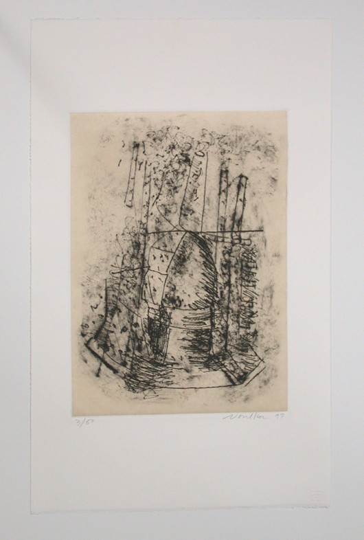 Peter Voulkos, Untitled Drypoint, 1997, Drypoint etching, 22.5 x 15 inches, Courtesy Frank Lloyd Gallery, Santa Monica
