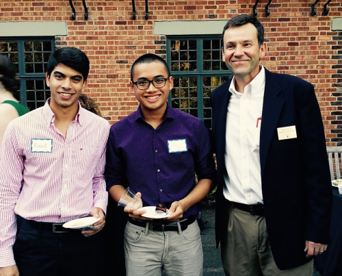 Raed Attia '19 (left), Nick Tan '19 (center) and Director Brian White at the President's Reception.