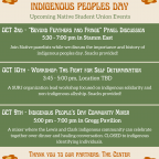 Flyer of the events planned for Indigenous Peoples' Day.