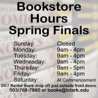 Open Monday - Friday 9-4 (5 on Thursday). Open Saturday at the commencement ceremony.